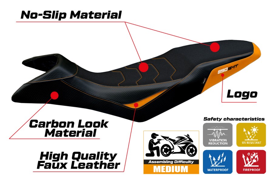 Sitzbezug kompatibel - KTM 890 SMT 2023-2026 - mod Karma Ultragrip