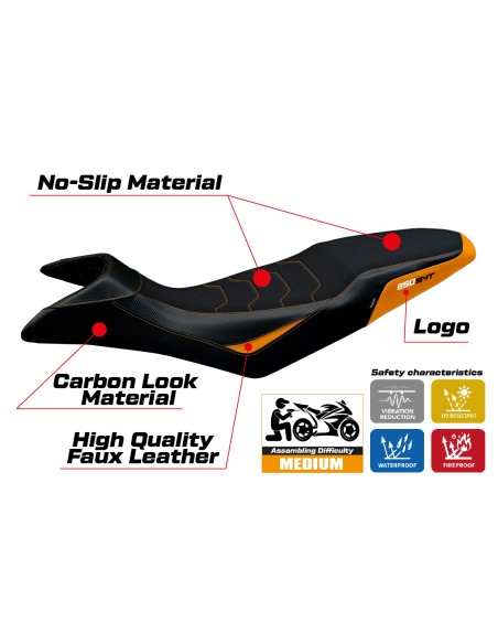 Seat cover compatible - KTM 890 SMT 2023-2026 - mod Karma Ultragrip