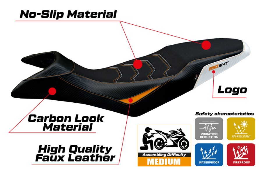 Rivestimento sella compatibile - KTM 890 SMT 2023-2026 - mod Karma Ultragrip