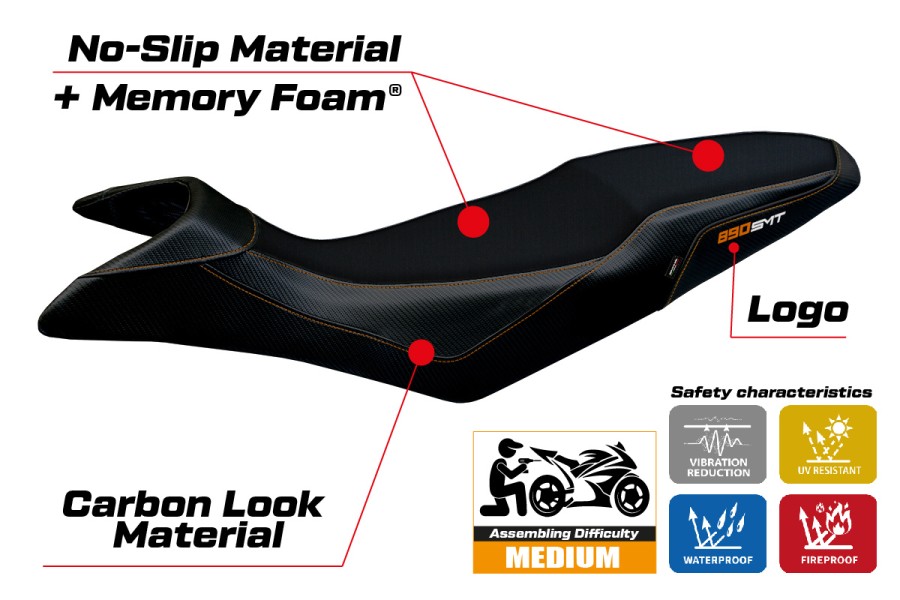 Housse de selle compatible - KTM 890 SMT 2023-2026 - mod Karma Comfort System