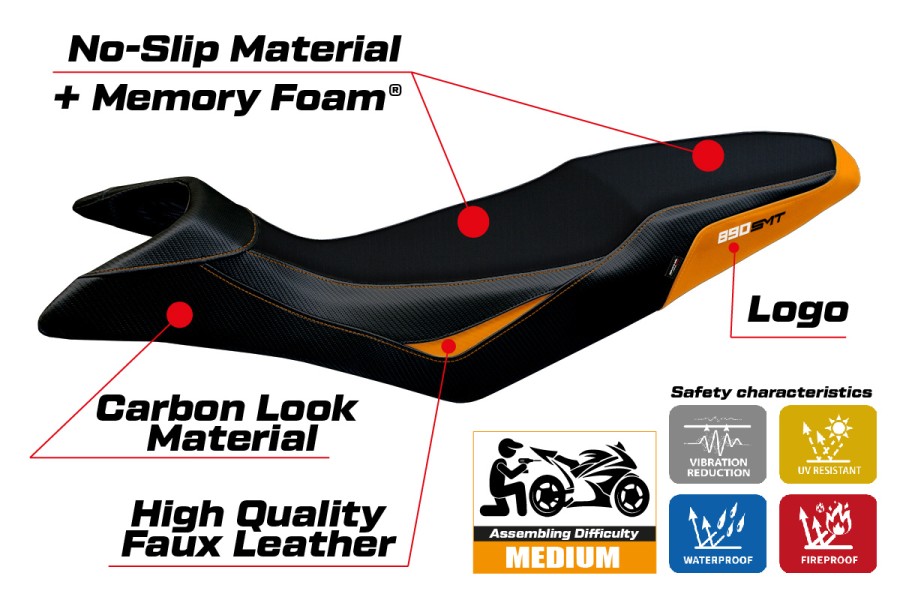 Housse de selle compatible - KTM 890 SMT 2023-2026 - mod Karma Comfort System