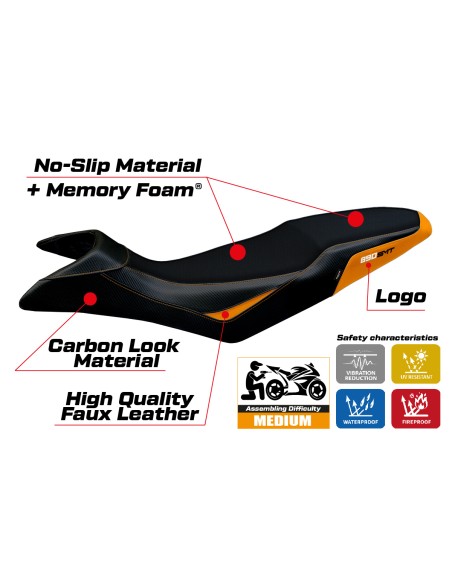 Rivestimento sella compatibile - KTM 890 SMT 2023-2026 - mod Karma Comfort System