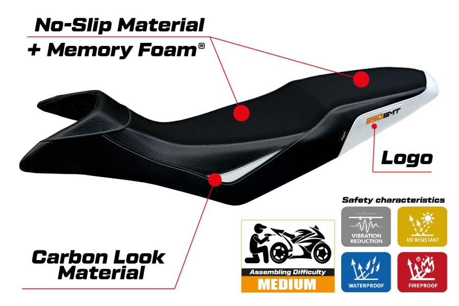 Seat cover compatible - KTM 890 SMT 2023-2026 - mod Karma Comfort System