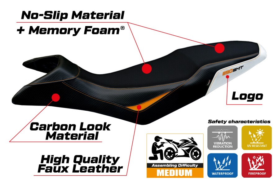 Housse de selle compatible - KTM 890 SMT 2023-2026 - mod Karma Comfort System