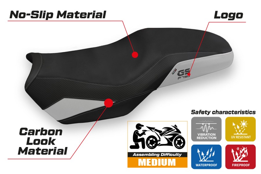 Rivestimento sella compatibile - BMW F 750-800-850 GS 2018-2026 - mod Panama 3 Comfort System