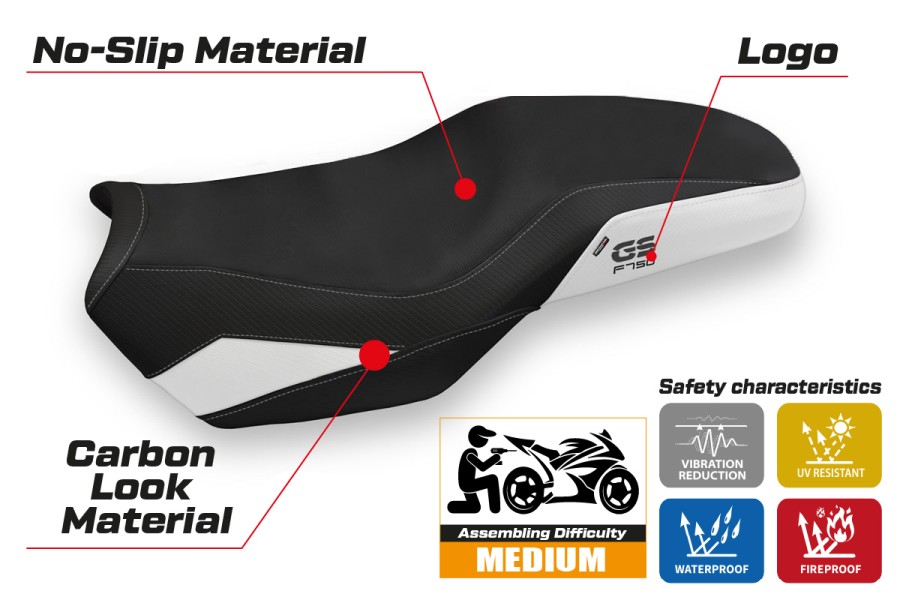 Funda de asiento compatible - BMW F 750-800-850 GS 2018-2026 - mod Panama 3 Comfort System