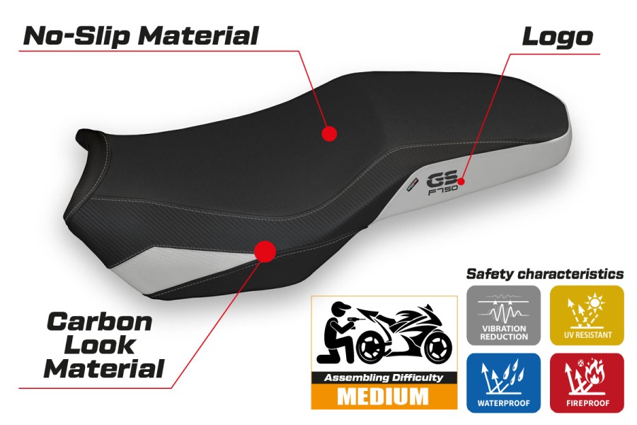 Housse de selle compatible - BMW F 750-800-850 GS 2018-2026 - mod Marsh 3