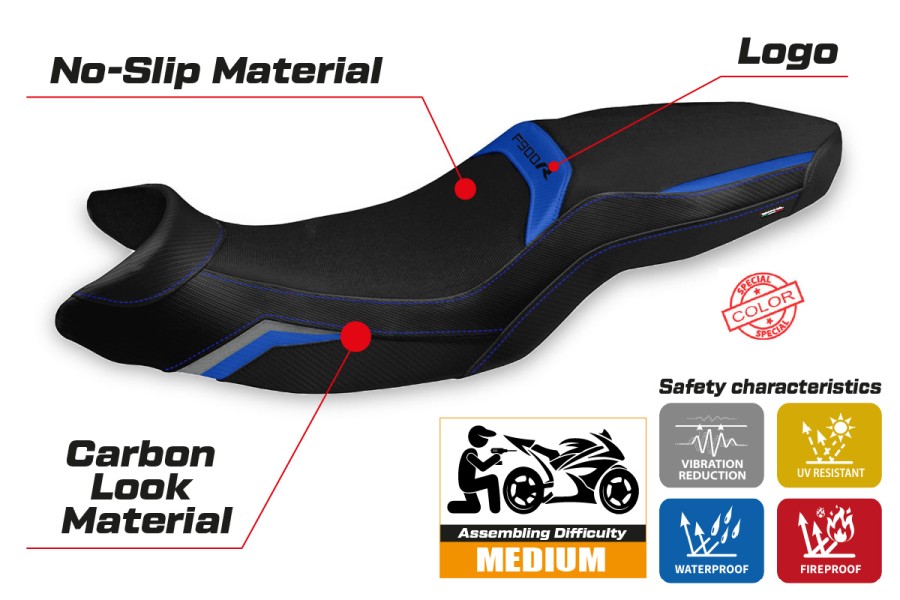 Rivestimento sella compatibile - BMW F 900 R  2019-2026 - mod Almaty Special Color Comfort System