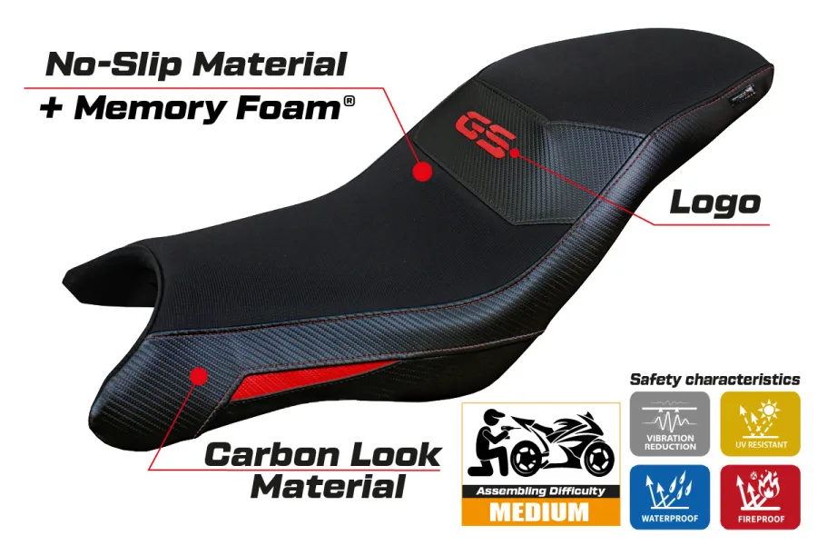 Funda de asiento compatible - BMW G 310 GS 2017-2026 - mod Thiva comfort sytem