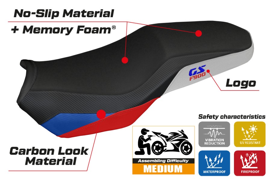 Funda de asiento compatible - BMW F 900 GS Adventure 2025-2026 - Mod Selb Heating Comfort System