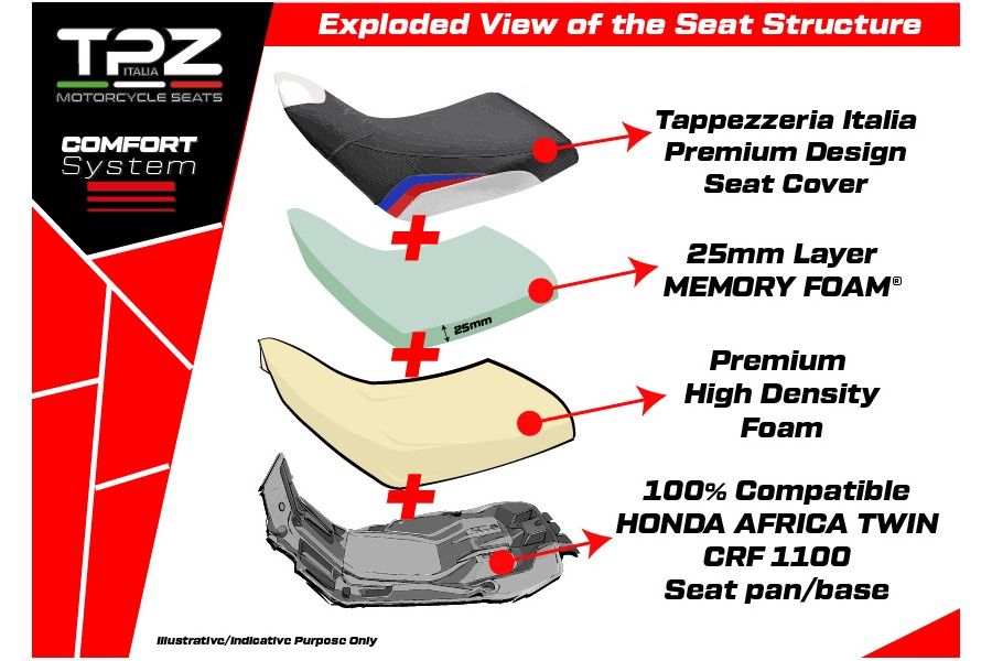 Asiento completo compatible - Honda Africa Twin 1100 2020-2026 - mod Asmara Comfort System - Rebajado