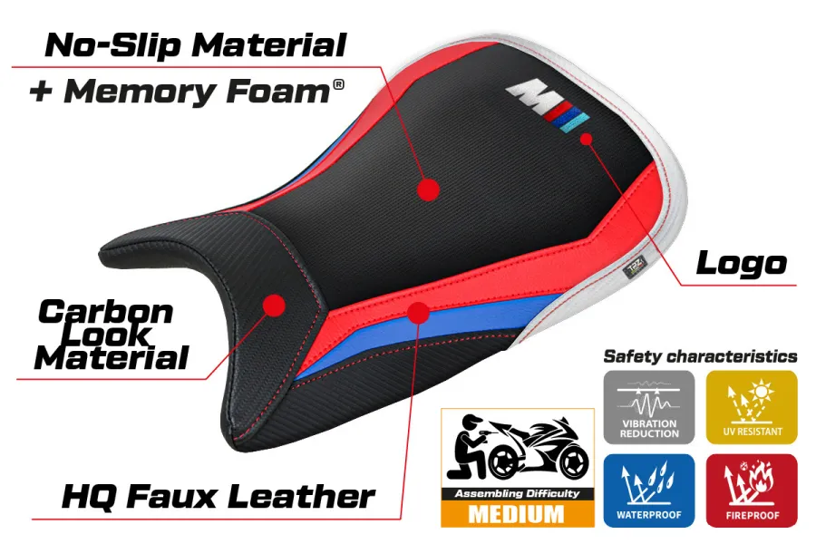Housse de selle compatible - BMW M 1000 R 2022-2026 - mod Nerja Comfort System
