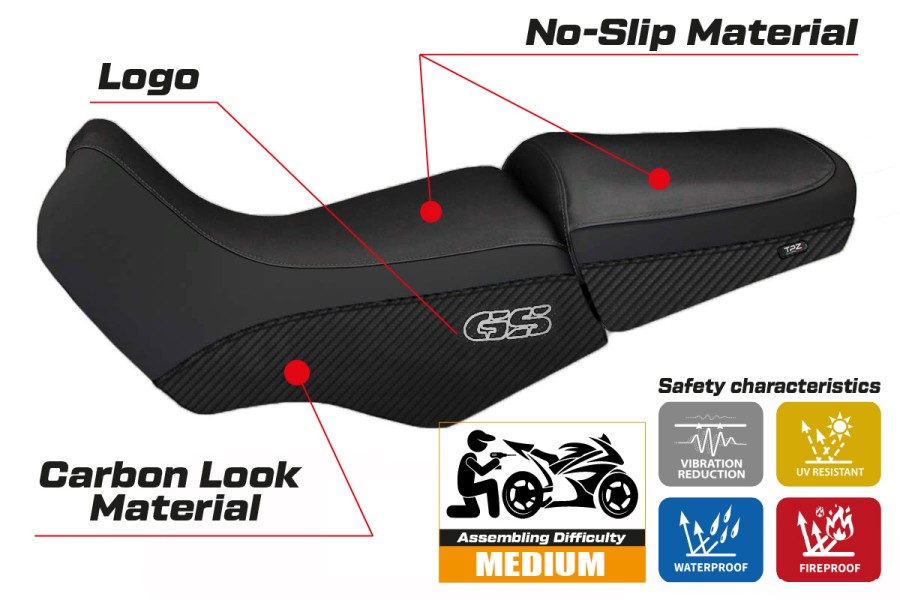 Rivestimento sella compatibile - BMW R 1100/1150 GS 1994 - 2003 - mod Livorno Carbon Color