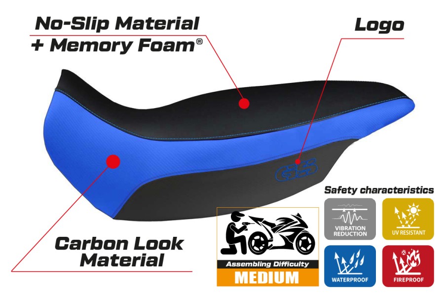 Funda de asiento compatible con BMW R 1150 GS Adventure (02-06) modelo Giarre comfort system