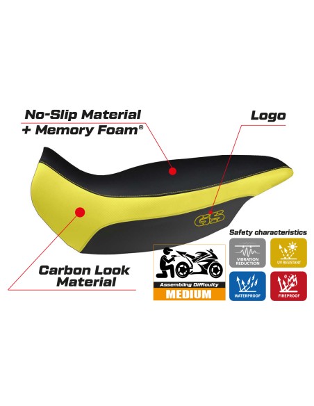 Funda de asiento compatible con BMW R 1150 GS Adventure (02-06) modelo Giarre comfort system