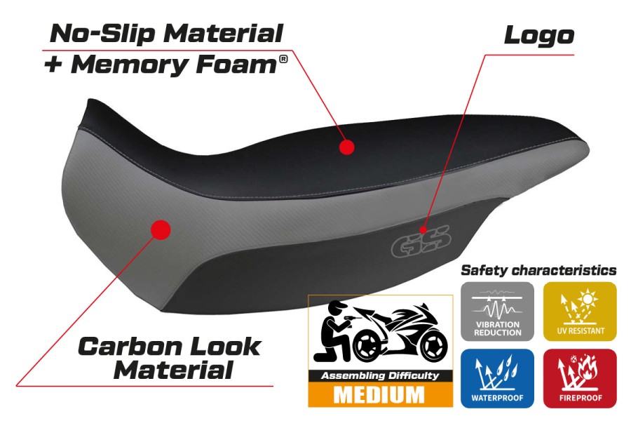 Housse de selle compatible BMW R 1150 GS Adventure (02-06) modèle Giarre comfort system