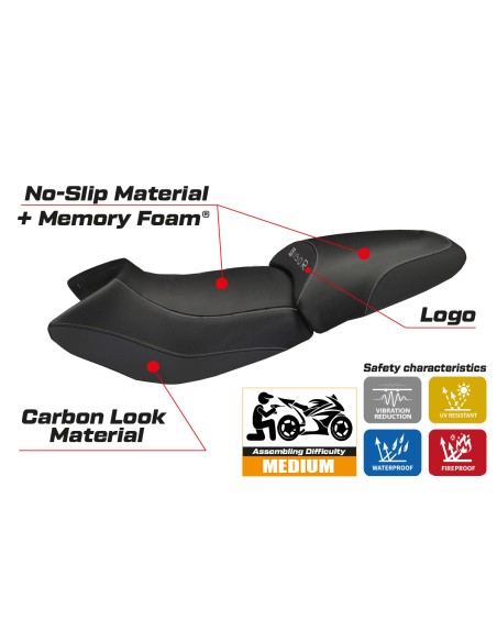 Rivestimento sella compatibile - BMW R 1150 R 2000-2007 - mod Massimo Carbon Color Comfort System