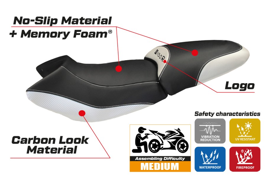 Funda de asiento compatible - BMW R 1150 R 2000-2007 - mod Massimo Carbon Color Comfort System