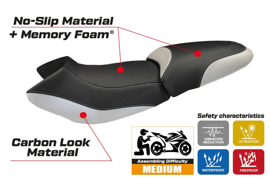 Funda de asiento compatible - BMW R 1150 R 2000-2007 - mod Massimo Carbon Color Comfort System