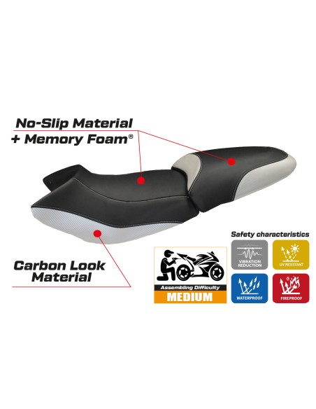 Rivestimento sella compatibile - BMW R 1150 R 2000-2007 - mod Massimo Carbon Color Comfort System