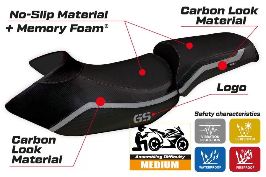 Sitzbezug kompatibel BMW R 1200 GS (05-12) Modell Lione 4 comfort system