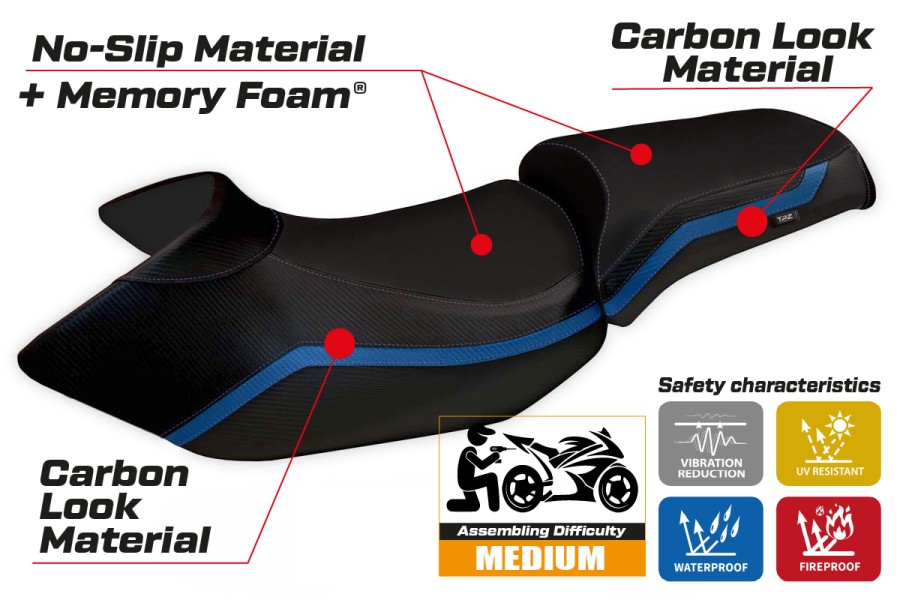 Rivestimento sella compatibile BMW R 1200 GS (05-12) modello Lione 4 comfort system