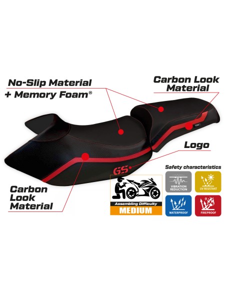 Seat cover compatible BMW R 1200 GS (05-12) Lione 4 comfort system model