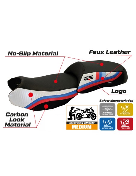 Housse de selle compatible BMW R 1200 GS (13-18) modèle exclusive Anniversary