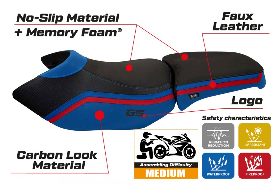 Funda de asiento compatible BMW R 1200 GS Adventure (06-12) modelo Ionia 1 comfort system
