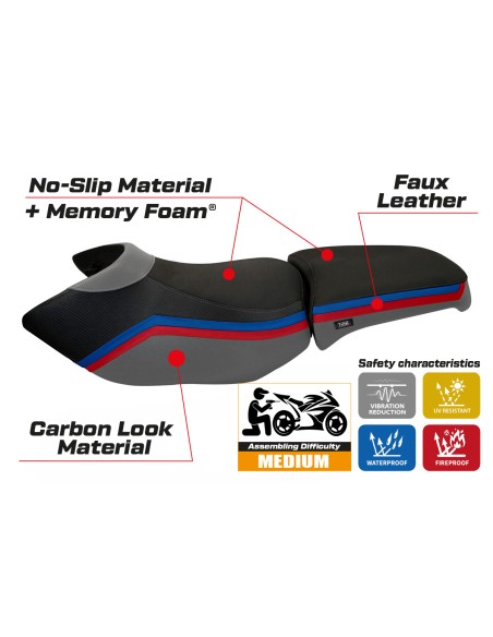 Funda de asiento compatible BMW R 1200 GS Adventure (06-12) modelo Ionia 1 comfort system
