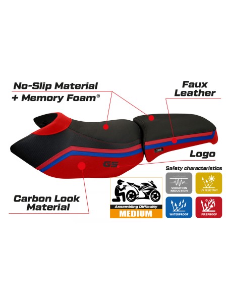 Housse de selle compatible BMW R 1200 GS Adventure (06-12) modèle Ionia 1 comfort system