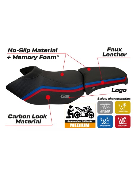 Housse de selle compatible BMW R 1200 GS Adventure (06-12) modèle Ionia 1 comfort system