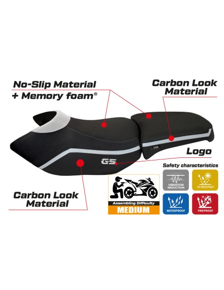 Funda de asiento compatible BMW R 1200 GS Adventure (06-12) modelo Ionia 4 comfort system