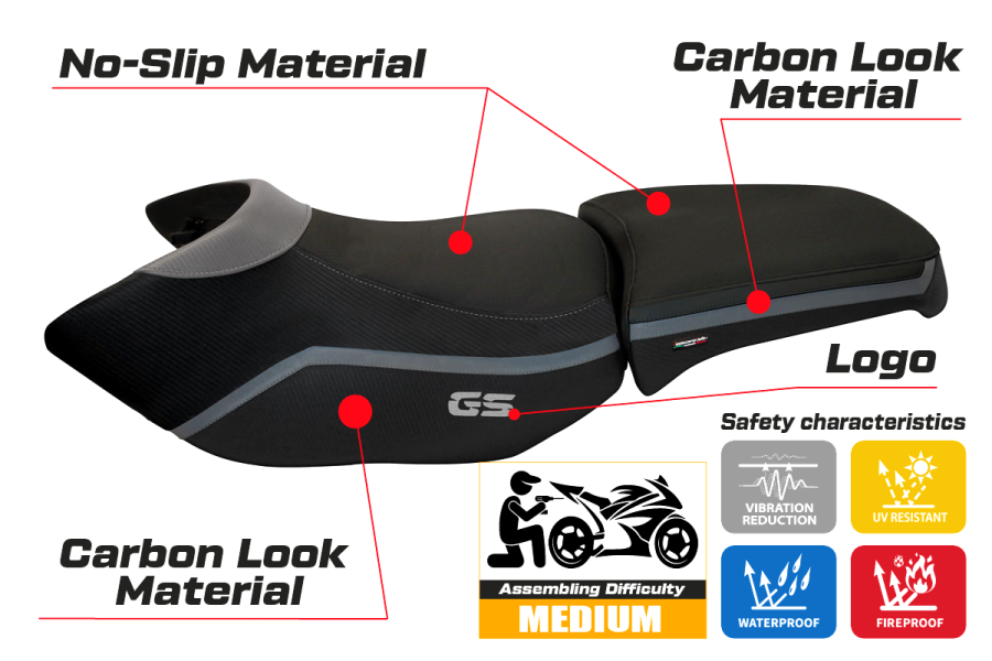 Sitzbezug kompatibel - BMW R 1200 GS Adventure 2006 - 2012 - mod Heating Comfort System