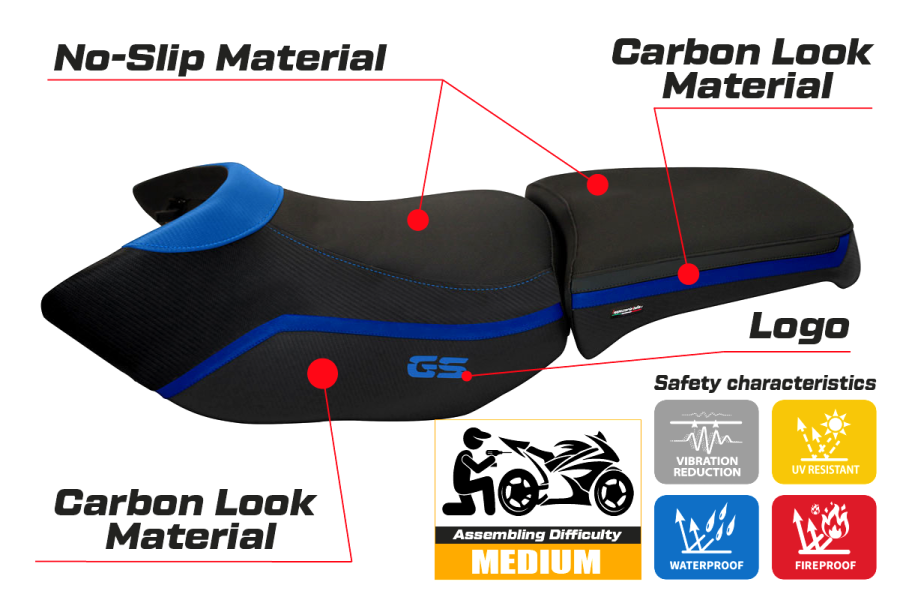 Seat cover compatible - BMW R 1200 GS Adventure 2006 - 2012 - mod Heating Comfort System