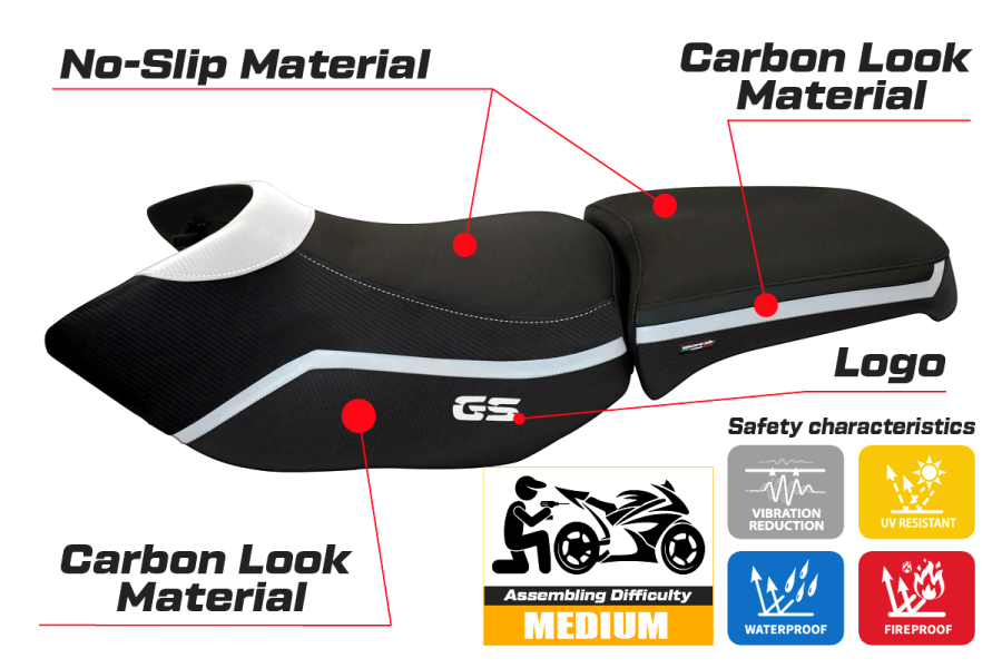 Funda de asiento compatible - BMW R 1200 GS Adventure 2006 - 2012 - mod Heating Comfort System