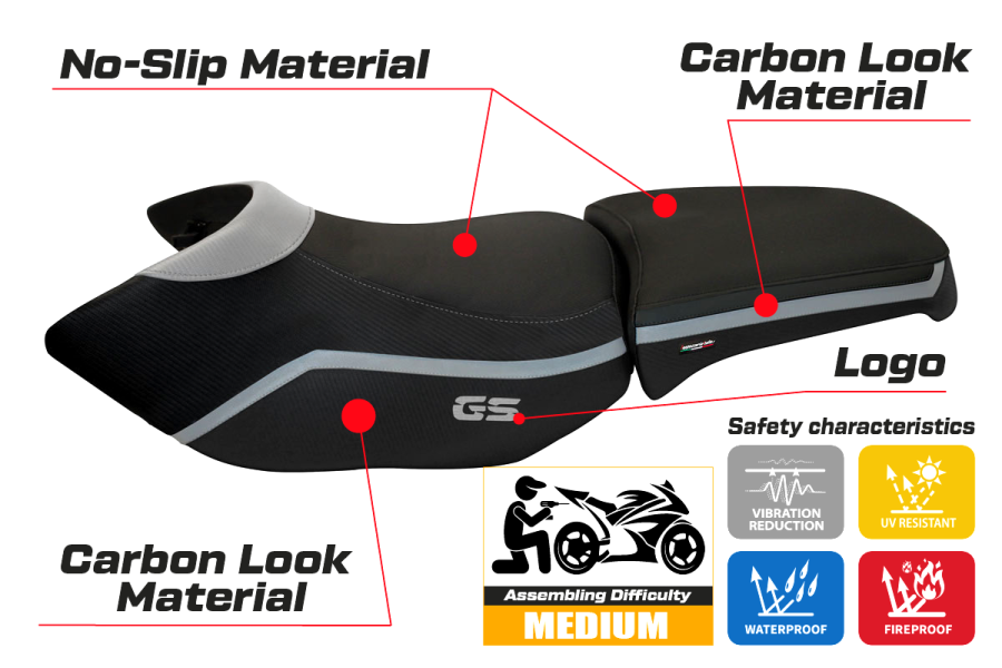 Sitzbezug kompatibel - BMW R 1200 GS Adventure 2006 - 2012 - mod Heating Comfort System