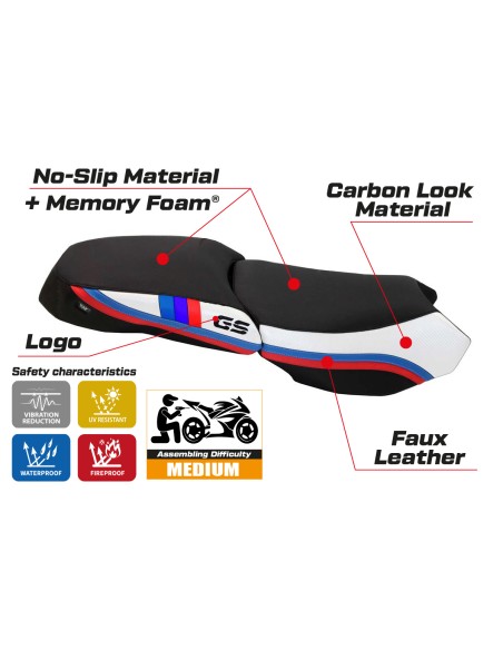Seat cover compatible BMW R 1200 GS Adventure (13-18) Exclusive Anniversary comfort system model