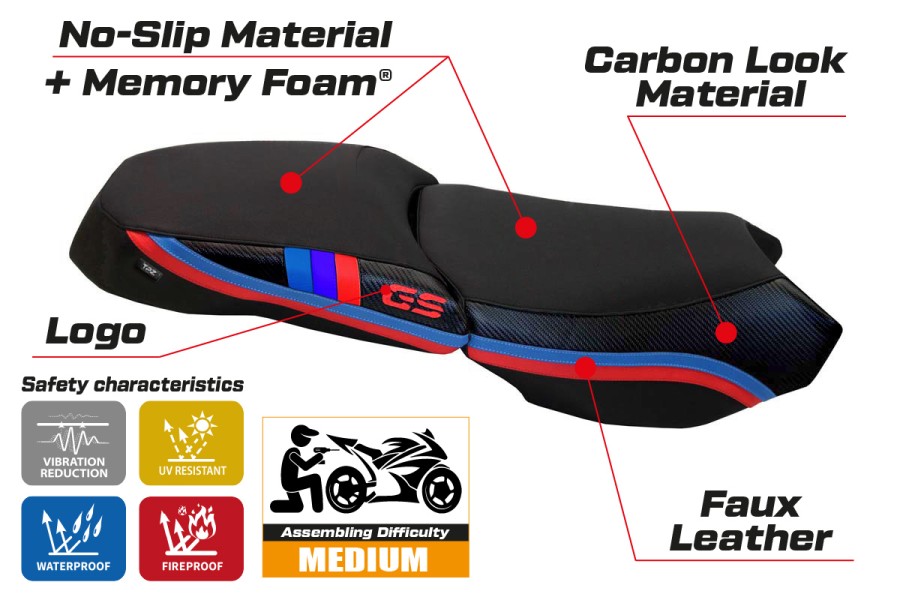 Seat cover compatible BMW R 1200 GS Adventure (13-18) Exclusive Anniversary comfort system model