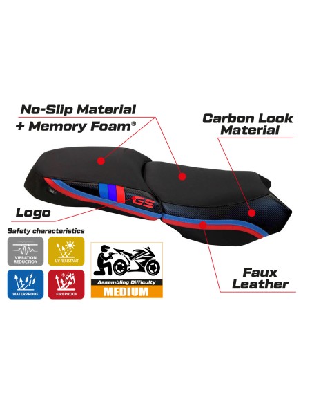 Seat cover compatible BMW R 1200 GS Adventure (13-18) Exclusive Anniversary comfort system model