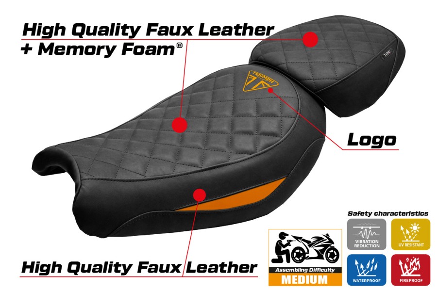 Funda de asiento compatible - Triumph Scrambler 400 X / 400 XC 2024-2026 - mod Xinyi Comfort System