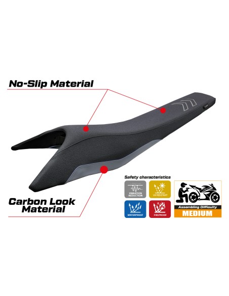 Funda de asiento compatible - Husqvarna 701 Supermoto 2021-2026 - mod Tierp Ultragrip