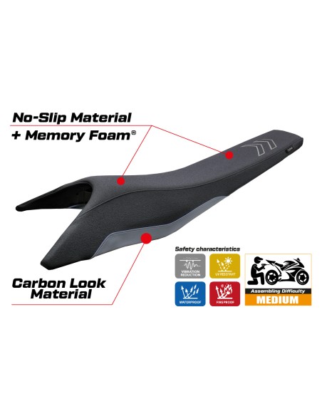 Funda de asiento compatible - Husqvarna 701 Supermoto 2021-2026 - mod Tierp Ultragrip Comfort System