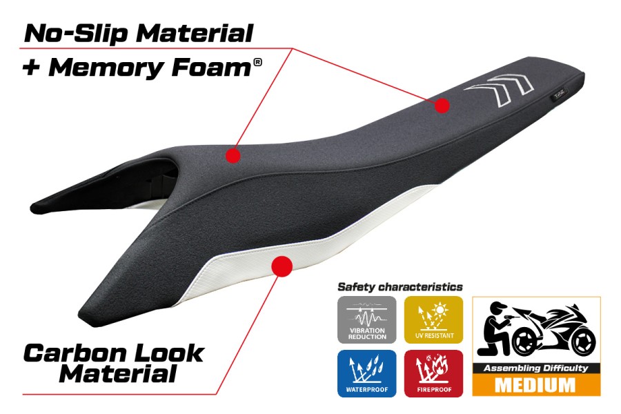 Housse de selle compatible - Husqvarna 701 Supermoto 2021-2026 - mod Tierp Ultragrip Comfort System