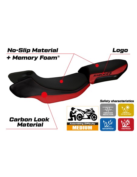 Funda de asiento compatible BMW R 1200 R (15-18) modelo Aurelia Color comfort system