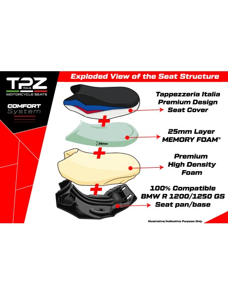Sella completa compatibile - BMW R 1200 GS 2013-2018 - mod Mainz Comfort System - Standard