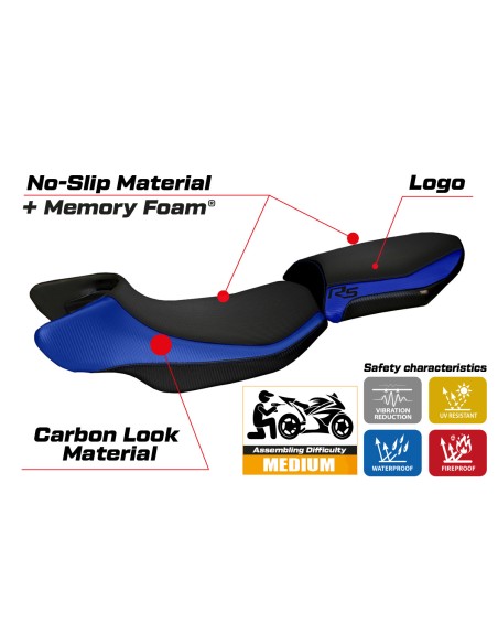 Funda de asiento compatible - BMW R 1200 RS 2015 - 2019 - mod Aurelia Color RS Comfort System