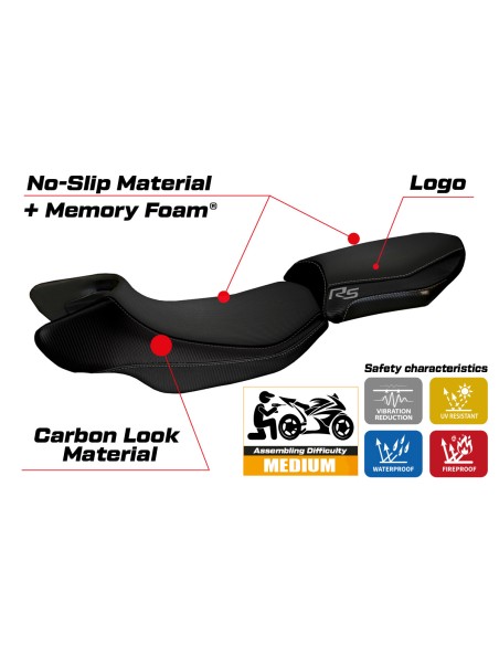 Funda de asiento compatible - BMW R 1200 RS 2015 - 2019 - mod Aurelia Color RS Comfort System