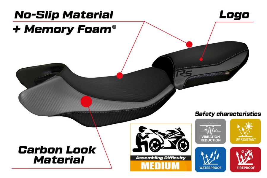 Sitzbezug kompatibel - BMW R 1200 RS 2015 - 2019 - mod Aurelia Color RS Comfort System