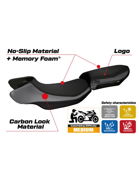 Housse de selle compatible - BMW R 1200 RS 2015 - 2019 - mod Aurelia Color RS Comfort System